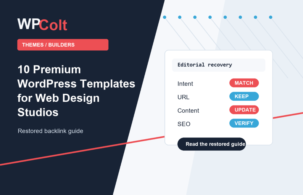 10 Premium WordPress Templates for Web Design Studios - WPColt restored backlink guide image