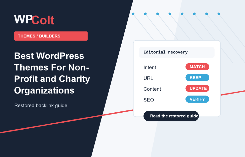 Best WordPress Themes For Non-Profit and Charity Organizations - WPColt restored backlink guide image