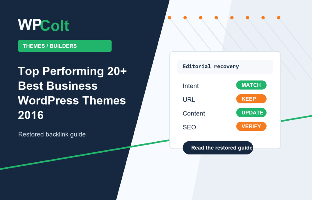 Top Performing 20+ Best Business WordPress Themes 2016 - WPColt restored backlink guide image