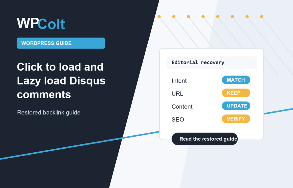 Click to load and Lazy load Disqus comments - WPColt restored backlink guide image
