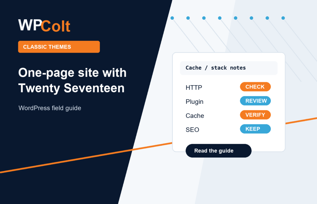 Create a One Page Website Using Twenty Seventeen - WPColt editorial guide featured image