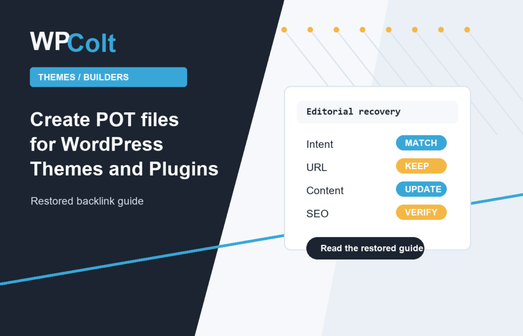 Create POT files for WordPress Themes and Plugins - WPColt restored backlink guide image