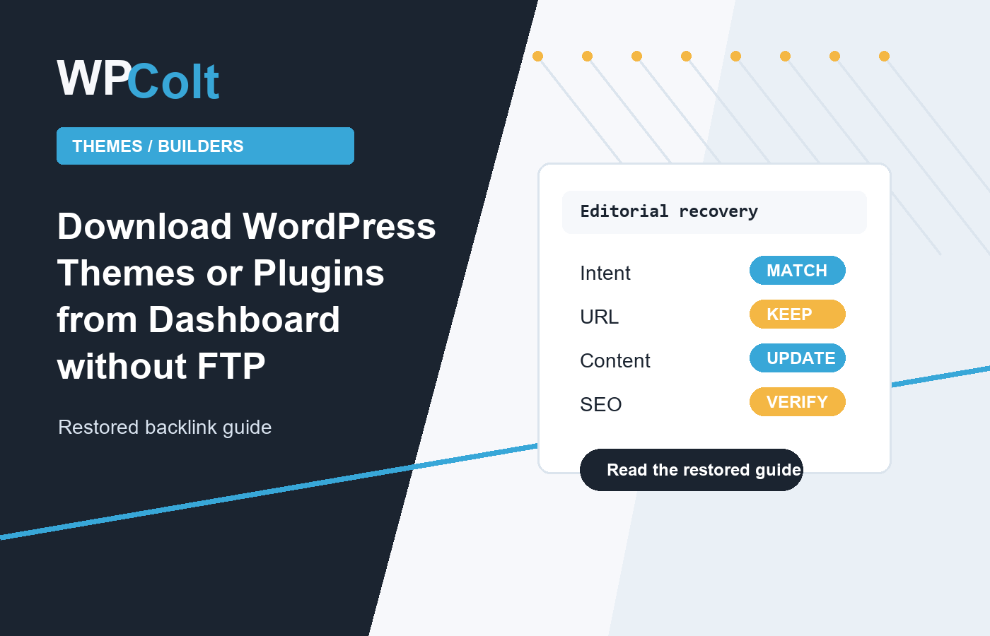 Download WordPress Themes or Plugins from Dashboard without FTP - WPColt updated guide illustration