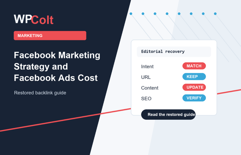Facebook Marketing Strategy and Facebook Ads Cost - WPColt restored backlink guide image