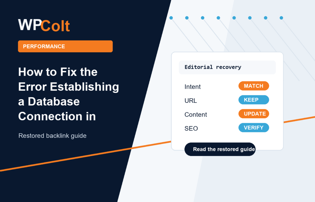 How to Fix the Error Establishing a Database Connection in WordPress - WPColt restored backlink guide image
