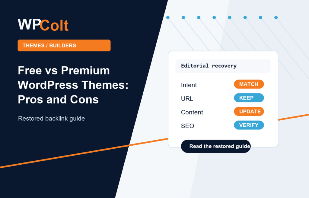 Free vs Premium WordPress Themes: Pros and Cons - WPColt restored backlink guide image