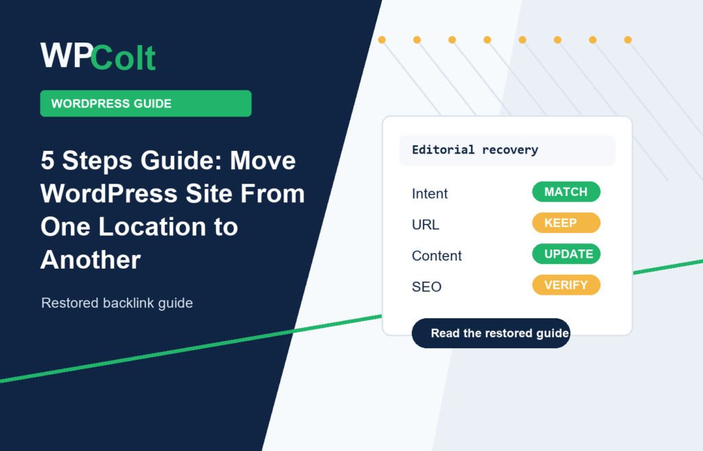 5 Steps Guide: Move WordPress Site From One Location to Another - WPColt restored backlink guide image