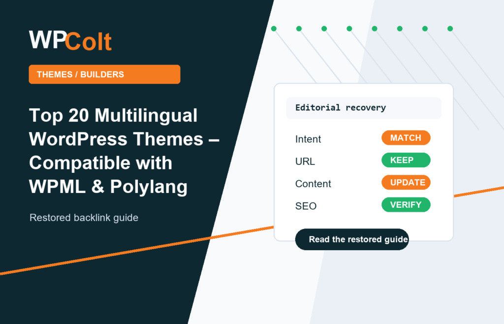 Top 20 Multilingual WordPress Themes – Compatible with WPML & Polylang - WPColt restored backlink guide image