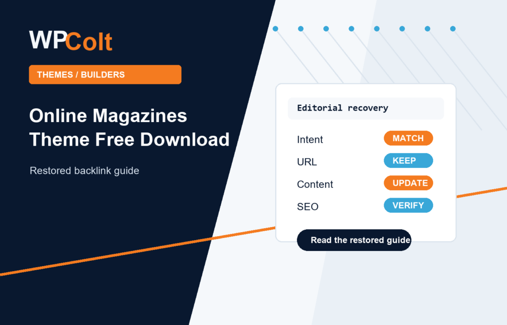 Online Magazines Theme Free Download - WPColt restored backlink guide image