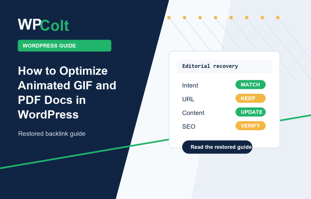 How to Optimize Animated GIF and PDF Docs in WordPress - WPColt restored backlink guide image