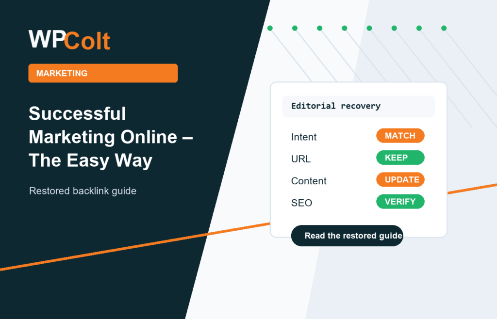 Successful Marketing Online – The Easy Way - WPColt restored backlink guide image