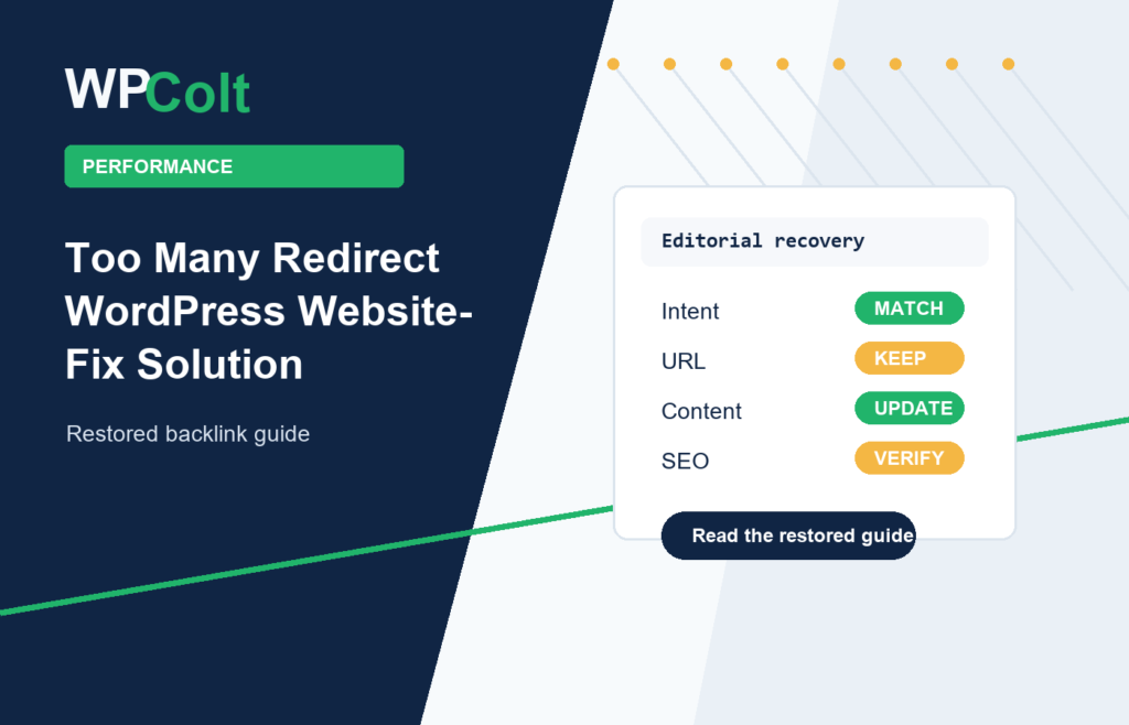 Too Many Redirect WordPress Website- Fix Solution - WPColt restored backlink guide image