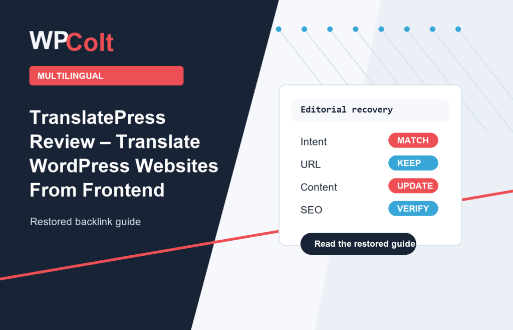 TranslatePress Review – Translate WordPress Websites From Frontend - WPColt restored backlink guide image