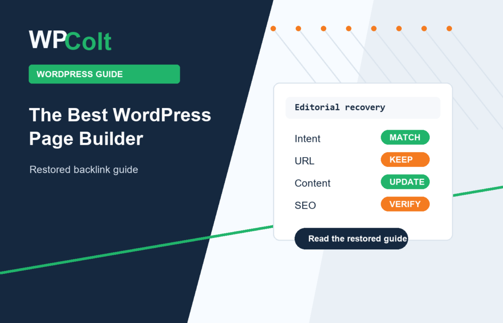 The Best WordPress Page Builder - WPColt restored backlink guide image