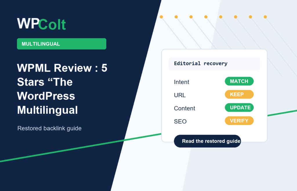WPML Review : 5 Stars “The WordPress Multilingual Plugin” - WPColt restored backlink guide image