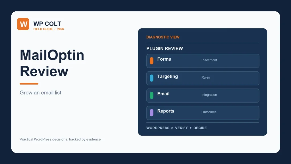 MailOptin review criteria for forms, targeting, email and reports